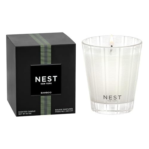 NEST New York Bamboo Scented Classic Candle, 8.1 oz, 60-Hour NEST New York Scented Classic Candle, Bamboo - 8.1 oz - Up to 60-Hour Burn Time - Reusable Glass Vessel