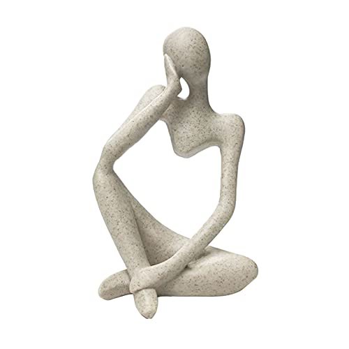 Prosfalt Sandstone Resin Abstract Sculpture - Left Reverie Figurine for prosfalt Sandstone Resin Thinker Style Abstract Sculpture Statue Collectible Figurines Home Office Bookshelf Desktop Decor(Sandstone - Left Reverie)