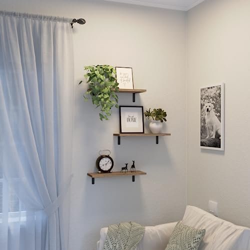 415sAOZ-L._SL500_.jpg DOLLFIO Wall-Mounted Floating Shelves - 3 Set Wooden Shelves for Bedroom, Living Room, and Bathroom Décor. - Image 6