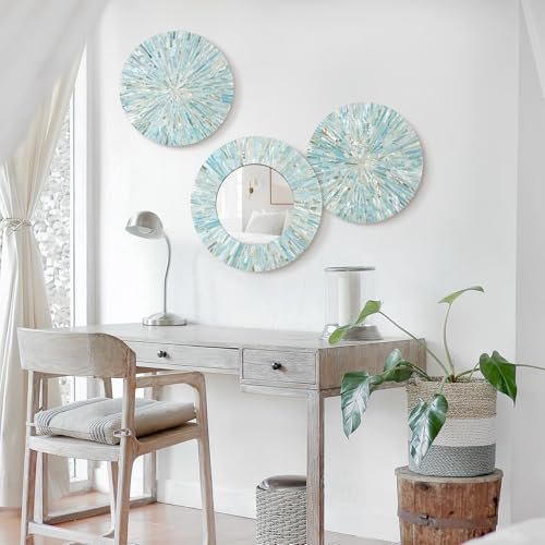 41dp7C2WUL._SL500_.jpg TEIPAI Beach Mirror Wall Art Set - 3PCS Handmade Coastal Decor for Living Room, Bedroom & Bathroom. - Image 4