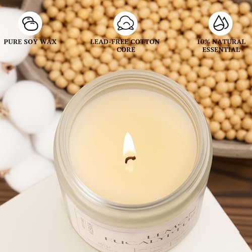 41-Sz9v-iIL._SL500_.jpg Molensun 4-Pack Home Scented Candles: Long-Lasting Soy Gift Set for Mother's Day 28oz - Lavender, Lemon Eucalyptus, Sage Citrus, Vanilla Cupcake. - Image 5