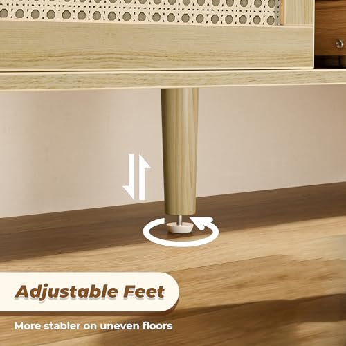 41051CVA3HL._SL500_.jpg SUPERJARE Boho TV Stand for 65-Inch TVs, Adjustable Rattan Media Console with 2 Cabinets - Perfect for Living Room - Image 9