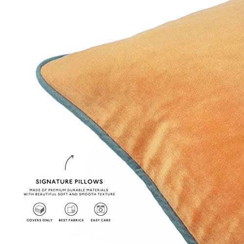 410HHxfTDL._SL500_.jpg Set of 4 MONDAY MOOSE Soft Velvet Throw Pillow Covers, 18x18 inch, Orange/Teal, Double-Sided Designs. Pillow Inserts Not Included. - Image 7