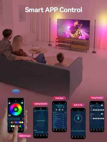 410JnZPzM2L._SL500_.jpg OIYN Smart RGBICW LED Corner Floor Lamp: 16M DIY Colors, 68+ Scenes, Music Sync, App & Remote Control. Perfect for Living Rooms, Bedrooms, and Game Rooms! - Image 5