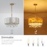 LumFurn 4-Light Drum Capiz Shell Crystal Chandelier - Coastal Pendant for Dining Room, Adjustable D18x21-68" with Gold Finish. - Image 3