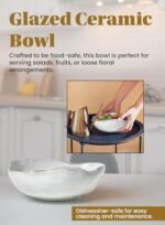 Serene Spaces Extra Large Glazed Ceramic Bowl – Elegant Fruit Bowl & Centerpiece for Vintage Weddings, 10.5" L x 8" W x 3.5" H - Image 6