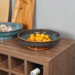 STE-CER 10.2-Inch Peacock Green Ceramic Fruit Bowl - Decorative Pedestal Serving Bowl for Kitchen Counter. - Image 5