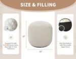 Cream 26"x18" Pouf Ottoman Foot Rest - Small Beige Poofy Footstools for Living Room Furniture - Image 2