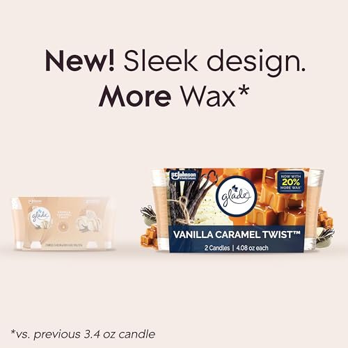 412KC0PKWgL._SL500_.jpg Glade 1-Wick Vanilla Caramel Twist Scented Candle Jar, Essential Oil Infused, 4.08 Oz, 2-Pack. - Image 3