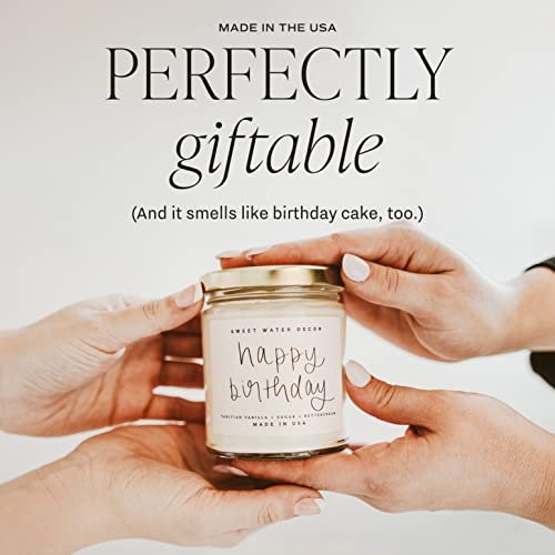 412Z2oy4pJL._SL500_.jpg Sweet Water Decor Happy Birthday Soy Candle - Vanilla Sugar & Buttercream Scent - 9oz, 40-Hour Burn Time, Non-Toxic Gift for Mom & Friends! - Image 5