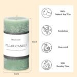 Set of 3 Unscented 3x6 Inch Sage Green Pillar Candles - Long Burning, Smokeless, Perfect for Home Decor - Image 4