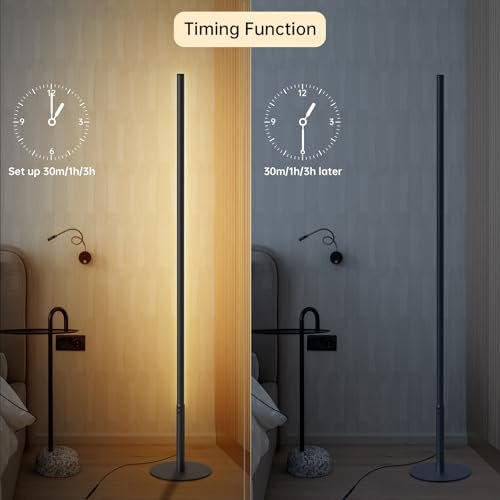 413kToLh3RL._SL500_.jpg Marlrin Minimalist 57.8" LED Corner Floor Lamp, 2700K-6500K, Dimmable with Remote, Black. Ideal for Living Room or Bedroom. - Image 6