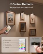 EZVALO Wall Picture Lights - 2000mAh Rechargeable, 3 Color Temps, 12 RGB, Remote Dimmable, 3-Pack. Perfect for Art Display! - Image 5