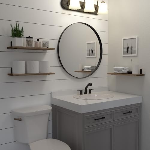 414WrumGnML._SL500_.jpg DOLLFIO Wall-Mounted Floating Shelves - 3 Set Wooden Shelves for Bedroom, Living Room, and Bathroom Décor. - Image 2