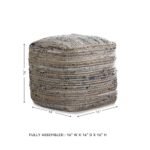 Signature Design by Ashley Absalom Multicolored Hemp Pouf, 16x16 Inches - Stylish Decor Piece - Image 3
