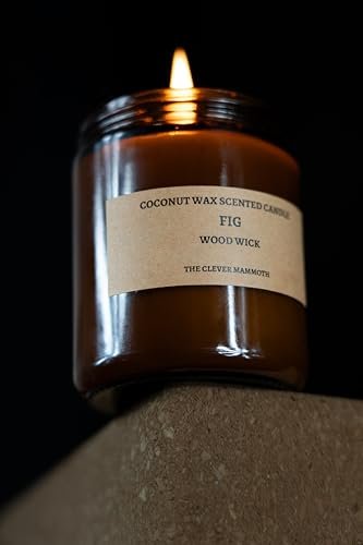 415Q7hHutfL._SL500_.jpg Coconut Wax Candle with Wood Wick - Paraffin Free, Long Lasting, Essential Oils, Smoke-Free (Fig, Large) - Image 3