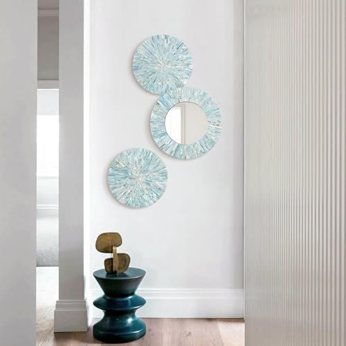 415d7SmjJAL._SL500_.jpg TEIPAI Beach Mirror Wall Art Set - 3PCS Handmade Coastal Decor for Living Room, Bedroom & Bathroom. - Image 3