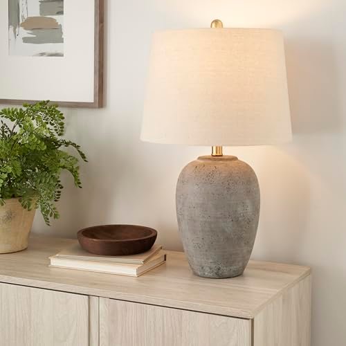 415yAEwFi7L._SL500_.jpg Nourison Home 23" Rustic Farmhouse Ceramic Table Lamp in Greyish Brown for Bedroom, Living Room, Office. - Image 4