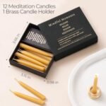 Mindful Meditation Candle Set: 12 Mini Beeswax Taper Candles with Brass Holder for Relaxation & Reflection Gifts for Women (3 Sets) - Image 3