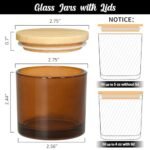 SUPMIND 12 Pack 4oz Amber Glass Candle Jars with Bamboo Lids, Labels & Stickers - Dishwasher Safe - Image 2