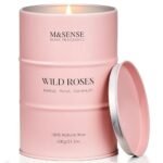 M&SENSE Wild Rose Large Natural Scented Candle, 120 Hours Long Lasting Soy Candles 21.2oz, Stress Relief Luxury Aromatherapy Candles for Women, Romantic Candle Valentines Day Gifts for Her