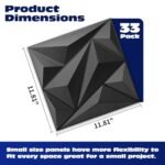Art3d 33-Pack 3D Diamond Wall Panels for Interior Decor, PVC Flower Texture, Black, 12"x12", 32 sq.ft. - Image 2
