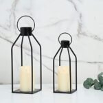 HPC Decor Modern Farmhouse Lantern - Black Metal Candle with Timer & Flickering Light for Home & Outdoor Decor. Perfect for Living Room, Table, and Fireplace. - Image 7