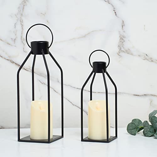 417kRqK55lL._SL500_.jpg HPC Decor Modern Farmhouse Lantern - Black Metal Candle with Timer & Flickering Light for Home & Outdoor Decor. Perfect for Living Room, Table, and Fireplace. - Image 7