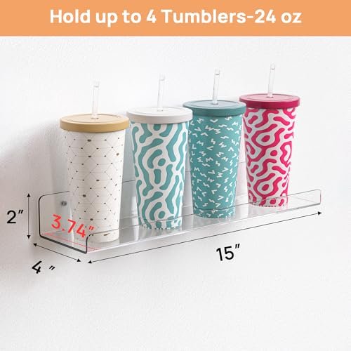 417sb5Q1NzL._SL500_.jpg Upsimples Acrylic Floating Shelves - 15" Wall Organizer for Bathroom, Bedroom, Nursery & Living Room (4 Pack) - Image 2