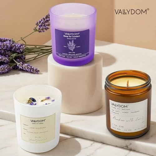 4184y2A2VaL._SL500_.jpg VALLYDOM Scented Candles, 7.5oz Relaxing Aromatherapy Candle with Wooden Wick—45hrs of Stress Relief for Men & Women. Perfect Birthday Gift! - Image 6