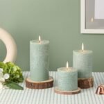 Set of 3 Unscented 3x6 Inch Sage Green Pillar Candles - Long Burning, Smokeless, Perfect for Home Decor - Image 2