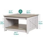 YITAHOME Rustic Farmhouse Coffee Table with Storage - Square Wood Cocktail Table in Grey Wash for Living or Meeting Rooms - Image 2