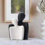 CESTATIVO Ceramic Couple Statues - Hugging Figurines for Home & Office Decor, Modern Black & White Sculptures - Image 4