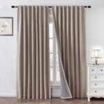 Zyvola 100% Blackout Curtains 84 inch Length 2 Panels Faux Linen Long Drapes for Bedroom Living Room Black Out Room Darkening Curtain Thermal Insulated Back Tab Rod Pocket(W52 x L84, Beige)