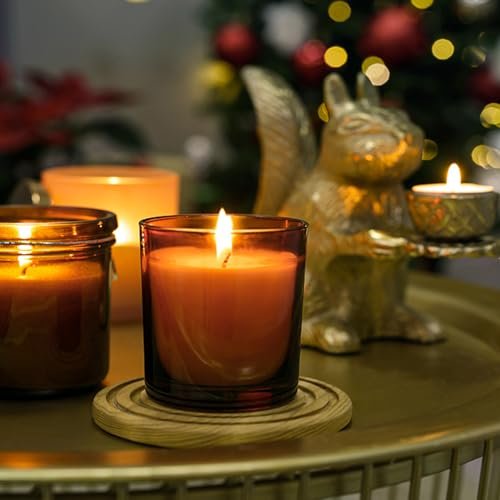 41AhO2fQMXL._SL500_.jpg SUPMIND 12 Pack 4oz Amber Glass Candle Jars with Bamboo Lids, Labels & Stickers - Dishwasher Safe - Image 5
