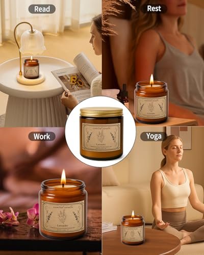 41AxxhYZR6L._SL500_.jpg Large 16oz Lavender Scented Soy Candle - 100 Hour Burn Time, Perfect for Gifts & Aromatherapy - Image 5