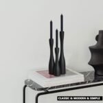SDALI HOME Black Candle Holders Set of 3 (12"/10"/7.5" H) - Stylish Wooden Taper Candlestick Holders for Home Decor - Image 5
