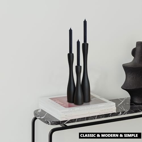 41BF0LM3cXL._SL500_.jpg SDALI HOME Black Candle Holders Set of 3 (12"/10"/7.5" H) - Stylish Wooden Taper Candlestick Holders for Home Decor - Image 5