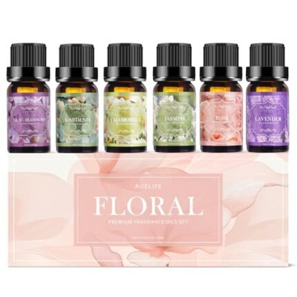 Floral Essential Oils Set | Top 6 Essential Oils for Diffusers for Home, Aromatherapy Oils Gift Set for Home Fragrance, Candle Making Scents - Lilac, Lavender, Chamomile, Jasmine, Rose, Gardenia