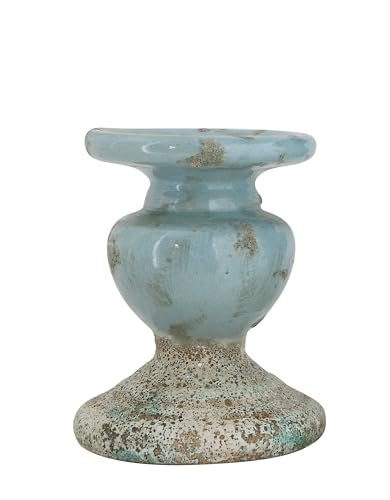 41DMs3Z07mL._SL500_.jpg Distressed Blue Terracotta Pillar Candle Holder by Creative Co-Op - Perfect for Stylish Decor - Image 3