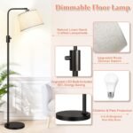 【Upgraded】 Dimmable Arc Floor Lamp with 1000 Lumens LED Edison Bulb, Modern Linen Shade for Living Room & Bedroom. - Image 4