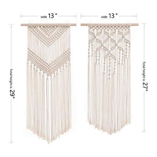 41EBQtJat8L._SL500_.jpg Dahey 2-Piece Macrame Wall Hanging Set - Boho Chic Woven Art for Bedroom, Nursery, and Gallery. 13" W x 27" L & 13" W x 29" L. - Image 6