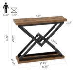 JUSTOGO 39.4" Industrial Console Table – Triangular Entryway Design for Living Room & Hallway. Rustic Brown Accent Furniture. - Image 2
