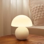 Dawnwake Mushroom Lamp Table Lamp for Bedroom,Desk Bedside Small Lamps for Living Room Night Stands,Mushroom Decor Cute Mini Modern Mid Century Lamps,Unique Aesthetic Home Living Room Decor(White)
