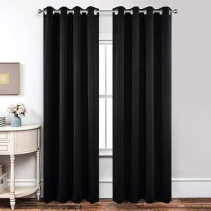 Joydeco 84 Inch Blackout Curtains for Bedroom - Thermal Insulated Room Darkening Light Blocking Curtains with Grommets, Noise Reducing & Wrinkle-Free Drapes for Living Room Windows, 2 Panels