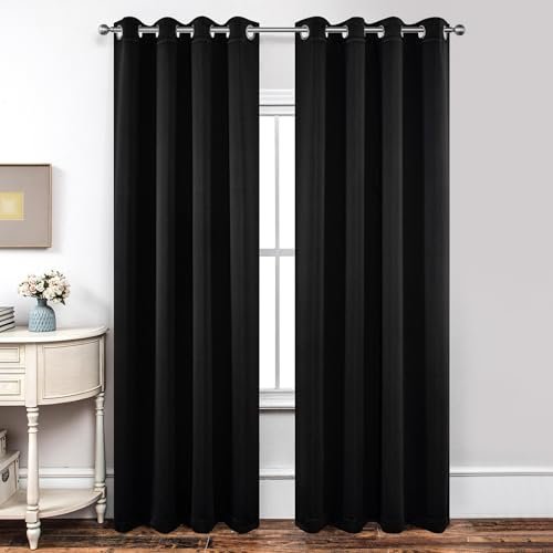 Joydeco 84-Inch Blackout Curtains - Thermal Insulated, Noise-Reducing Room Darkening Joydeco 84 Inch Blackout Curtains for Bedroom - Thermal Insulated Room Darkening Light Blocking Curtains with Grommets, Noise Reducing & Wrinkle-Free Drapes for Living Room Windows, 2 Panels