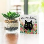 MQBMQB Spring Floral Cat Wooden Sign - Rustic Farmhouse Decor for Cat Lovers, Perfect for Any Room! - Image 5