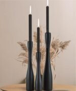 SDALI HOME Candle Holder Black Candlestick Holders,Taper Candle Holders for Candlesticks Set of 3,(12"/10"/7.5" H) Tall Wooden Modern Candle Sticks Candle Holder for Decor