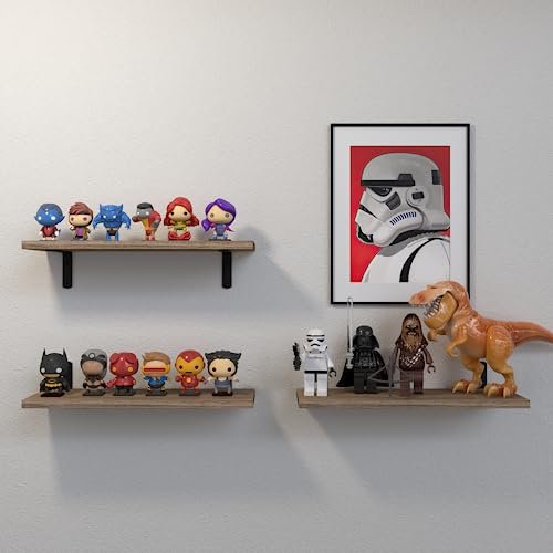 41FrdP6DyL._SL500_.jpg DOLLFIO Wall-Mounted Floating Shelves - 3 Set Wooden Shelves for Bedroom, Living Room, and Bathroom Décor. - Image 5