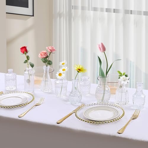41FPJUSSBYL._SL500_.jpg Set of 20 Clear Glass Bud Vases for Weddings, Party Decor & Flower Arrangements. Vintage Mini Vases! - Image 4
